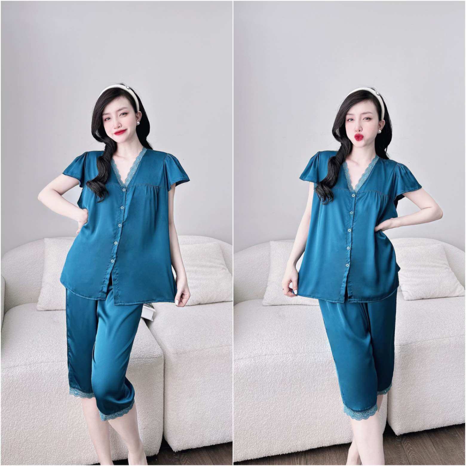 (50-100kg) Đồ bộ Bigsize Lụa Latin cao cấp - Form Lửng