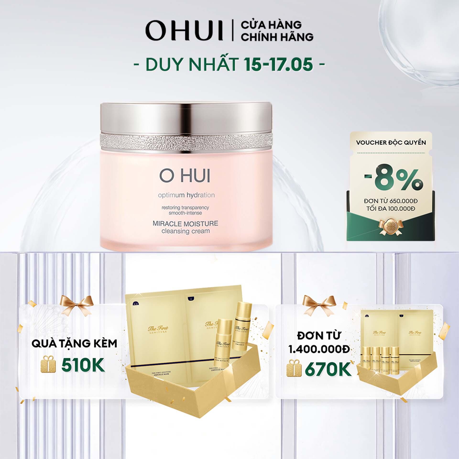 Kem tẩy trang dưỡng ẩm OHUI Miracle Moisture Cleansing Cream 200ml