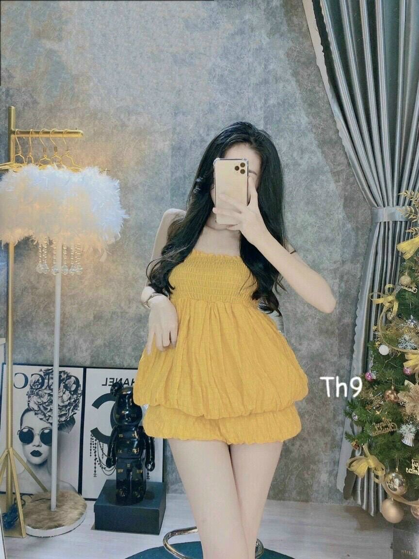 Set bí vải xốp hai dây màu trơn