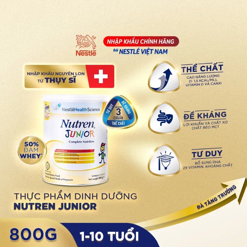 [Date 12/2024] Sữa bột Nutren lon 800gr. Mẫu Thụy Sỹ