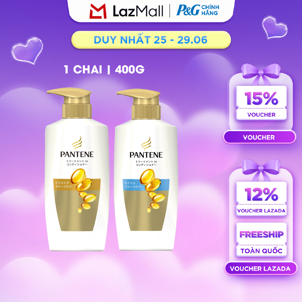 Dầu Xả PANTENE Pro-Vitamin Phục Hồi Hư Tổn/ Dưỡng Mềm Mượt Chai 400ML