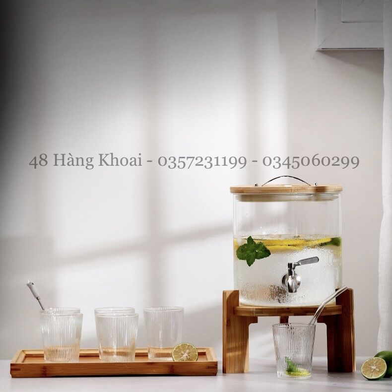 Bình nước chân gỗ có vòi 5 lít | 8 lít
