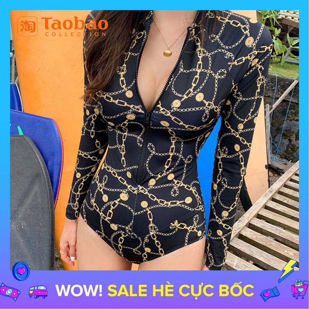 Trang Phục Lặn Mẫu Mới Hàn Quốc Áo Tắm Kín Đáo Che Bụng Tôn Dáng Gầy Phong Cách Instagram Liền Thân Dài Tay Chống Nắng Áo Lặn Nữ Đi Biển
