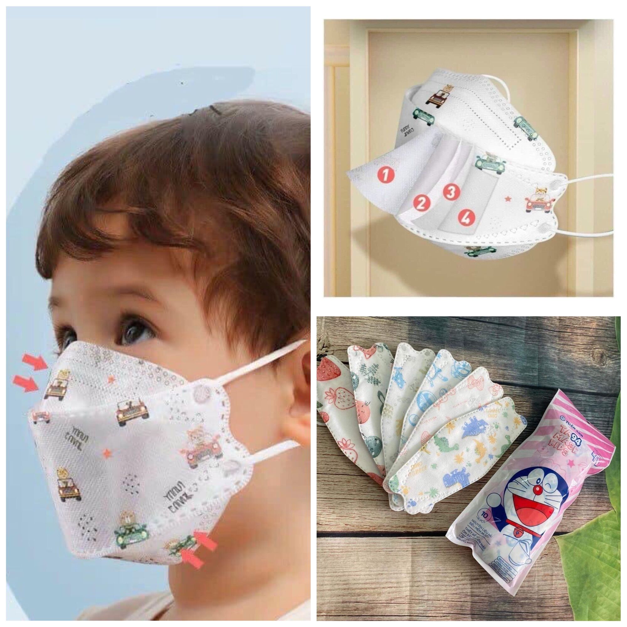 Set 10 chiếc khẩu trang KF94 kháng khuẩn cho bé