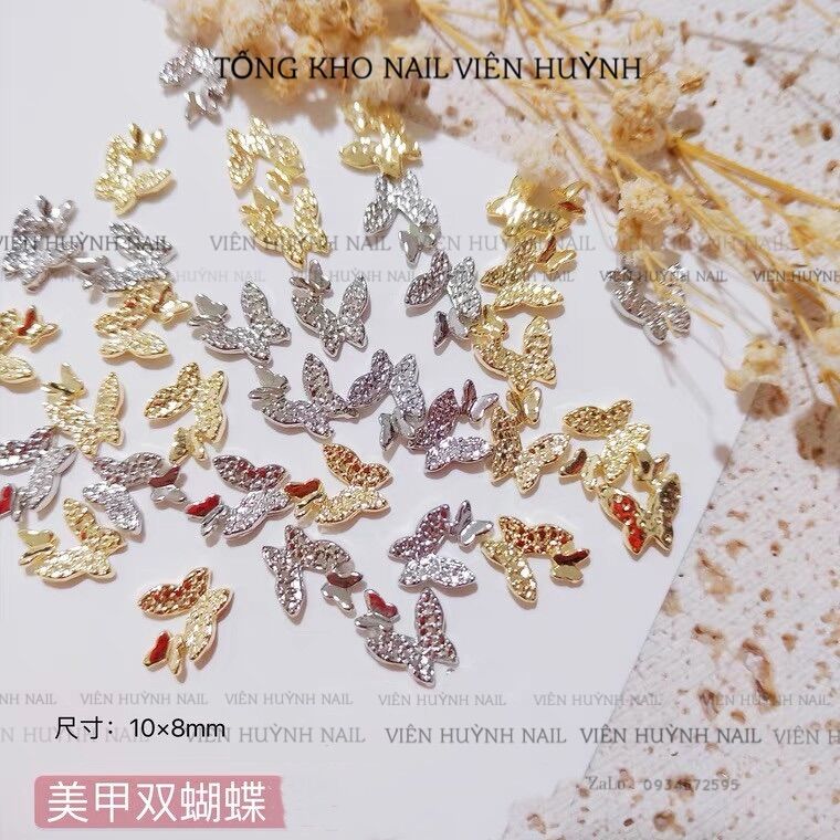 Charm bướm nail , set 10 cái charm bướm đôi gắn móng