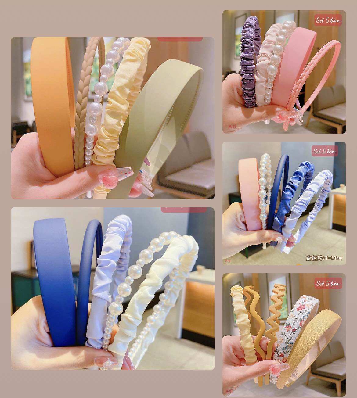 Set 5 bờm tóc - cài tóc - băng đô vintage sang chảnh