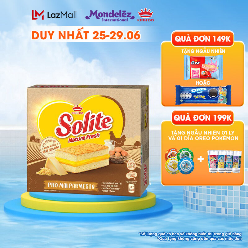 Bánh Bông Lan Kem Phô Mai Solite Nature Fresh (25g x 10 gói/ hộp)
