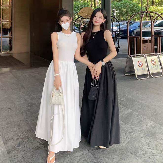 Long White Maxi Dress with Chest Hemline