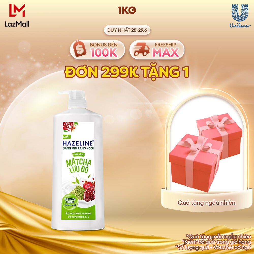 Sữa Tắm Hazeline Trắng Da Matcha Lựu Đỏ Sáng Mịn Dưỡng Ẩm Dưỡng Thể Thiên Nhiên 1kg