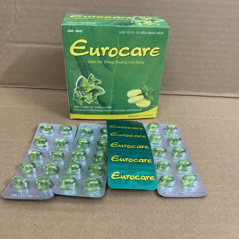 Hộp 100 viên uống giảm ho thảo dược EUROCARE FORTE giảm hắt hơi sổ mũi ho kéo dài Eugica Forte