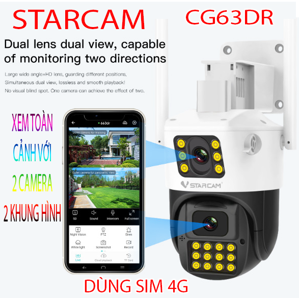 Camera Wifi 2 Màn Hình starcam CG663DR. Xài Sim 4G

TẶNG THẺ NHỚ 64GB