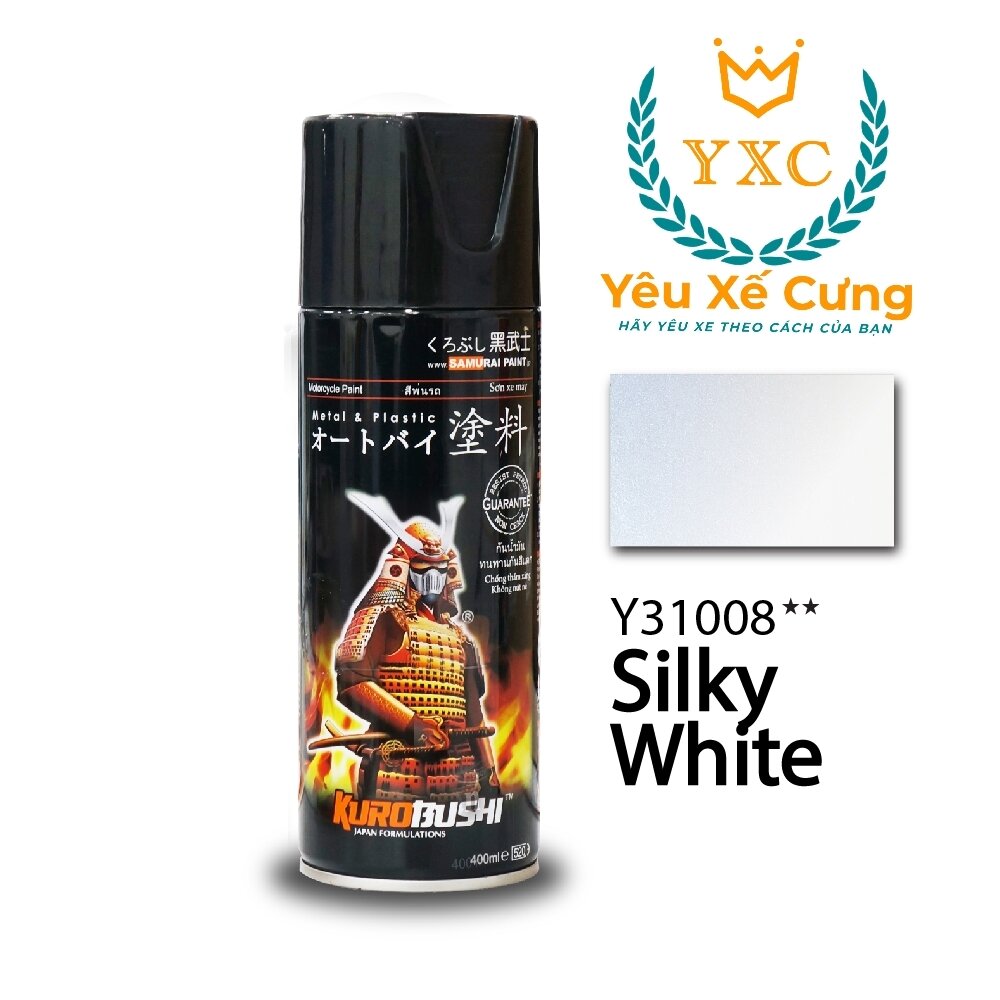 Y31008 _ sơn xit samurai y31008 màu trắng ngọc trai _silky white