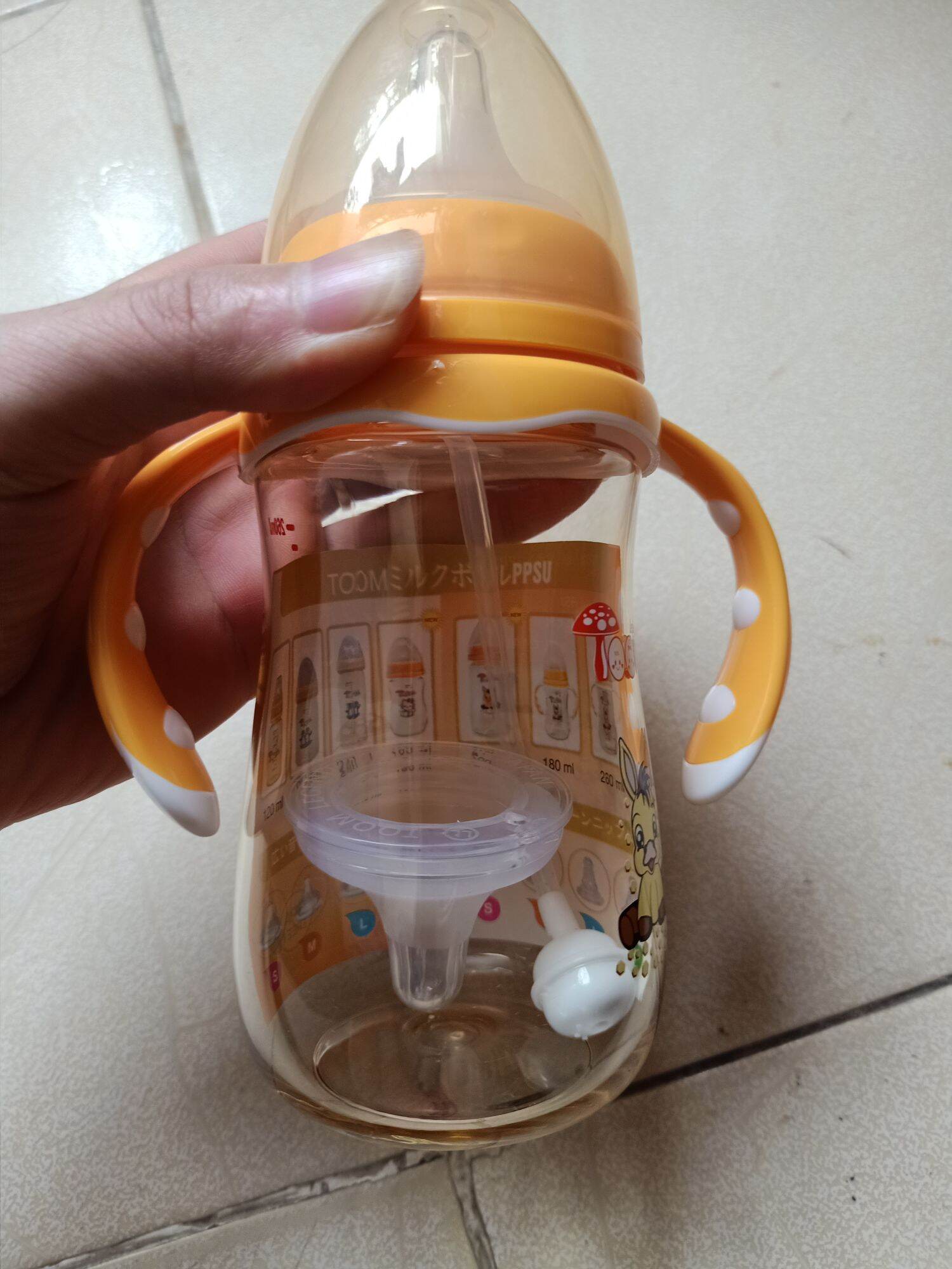Bộ 2 Bình sữa PPSU-Toom 180ml và 260ml [ tặng kèm van chống sặc,ống hút,1 núm ti thay thế]