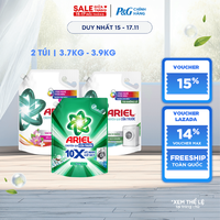 Combo 2 Nước Giặt Cửa Trước ARIEL Ngăn Lem Màu, Quần Áo Siêu Thơm Hương Downy Nắng Sớm/ Hương Sen Nhài/ Oải Hương Túi 3.9KG/ 3.7KG