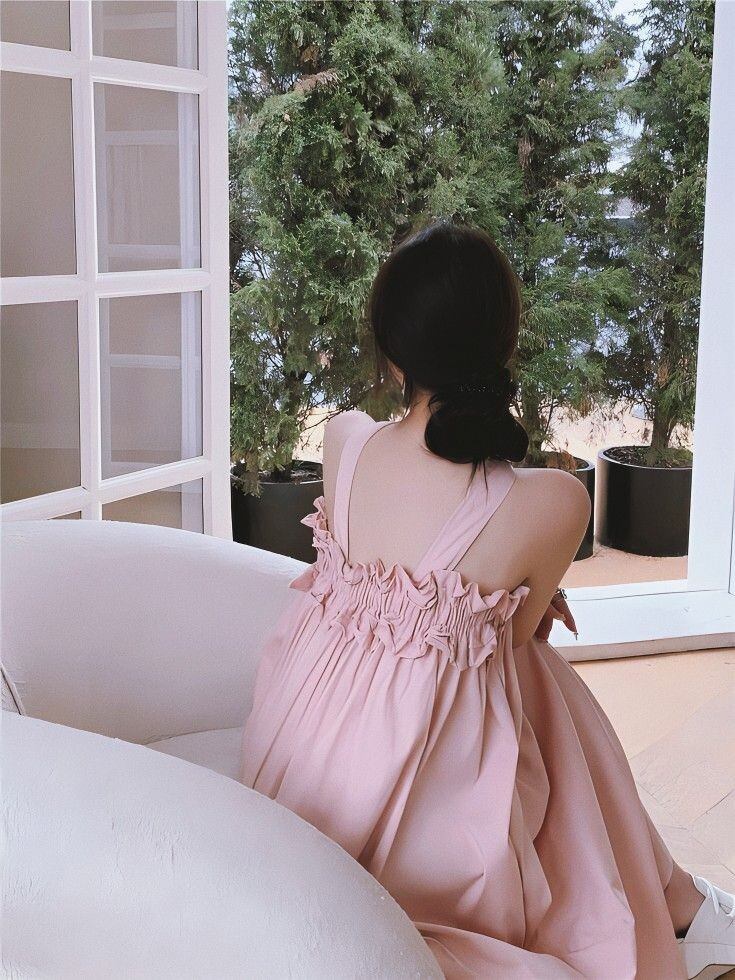 Đầm tiểu thư luạ satin hồng ngọt ngào dễ thương