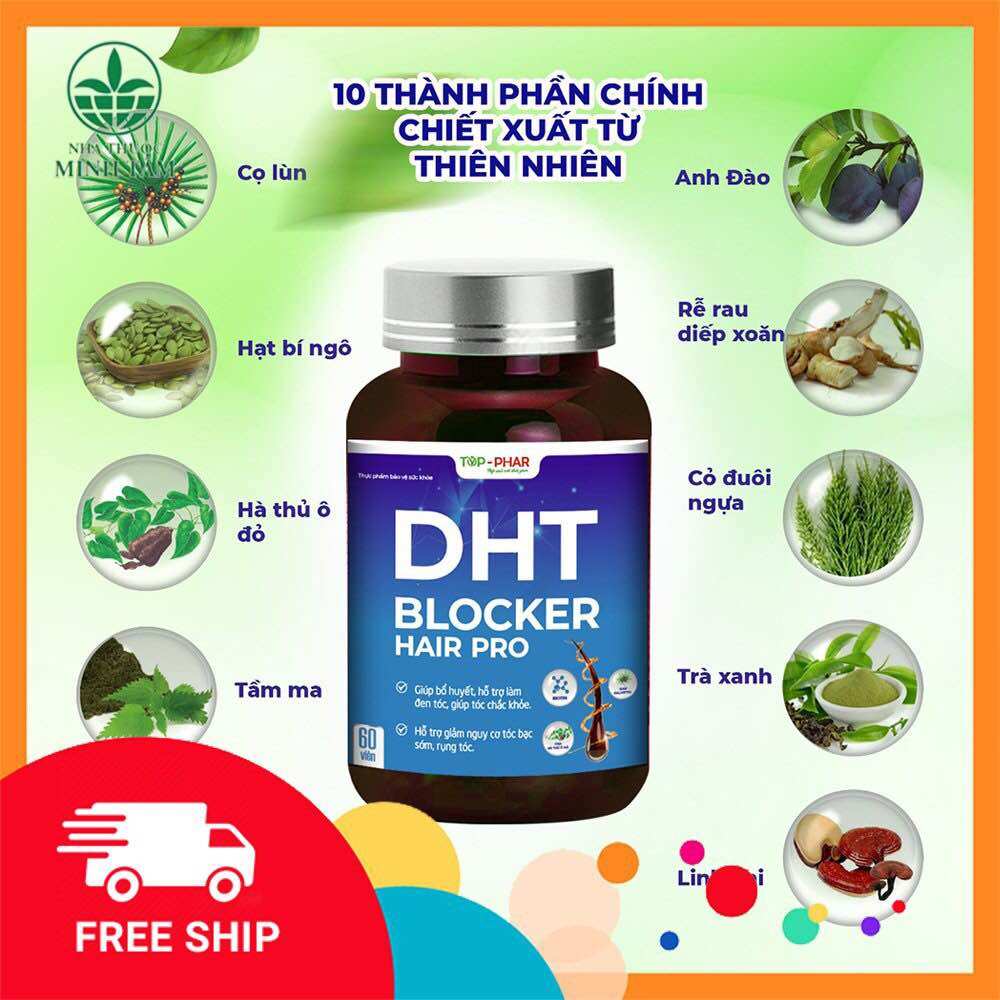 DHT BLOCKER HAIR PRO 60 viên Chống DHT - Mọc tóc - Giảm Rụng-chống Bạc Sớm