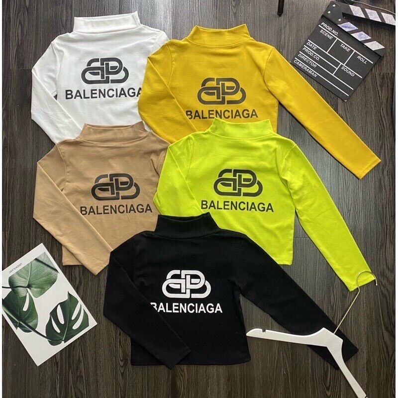 Áo thun body croptop tay dài cổ lọ baleeng