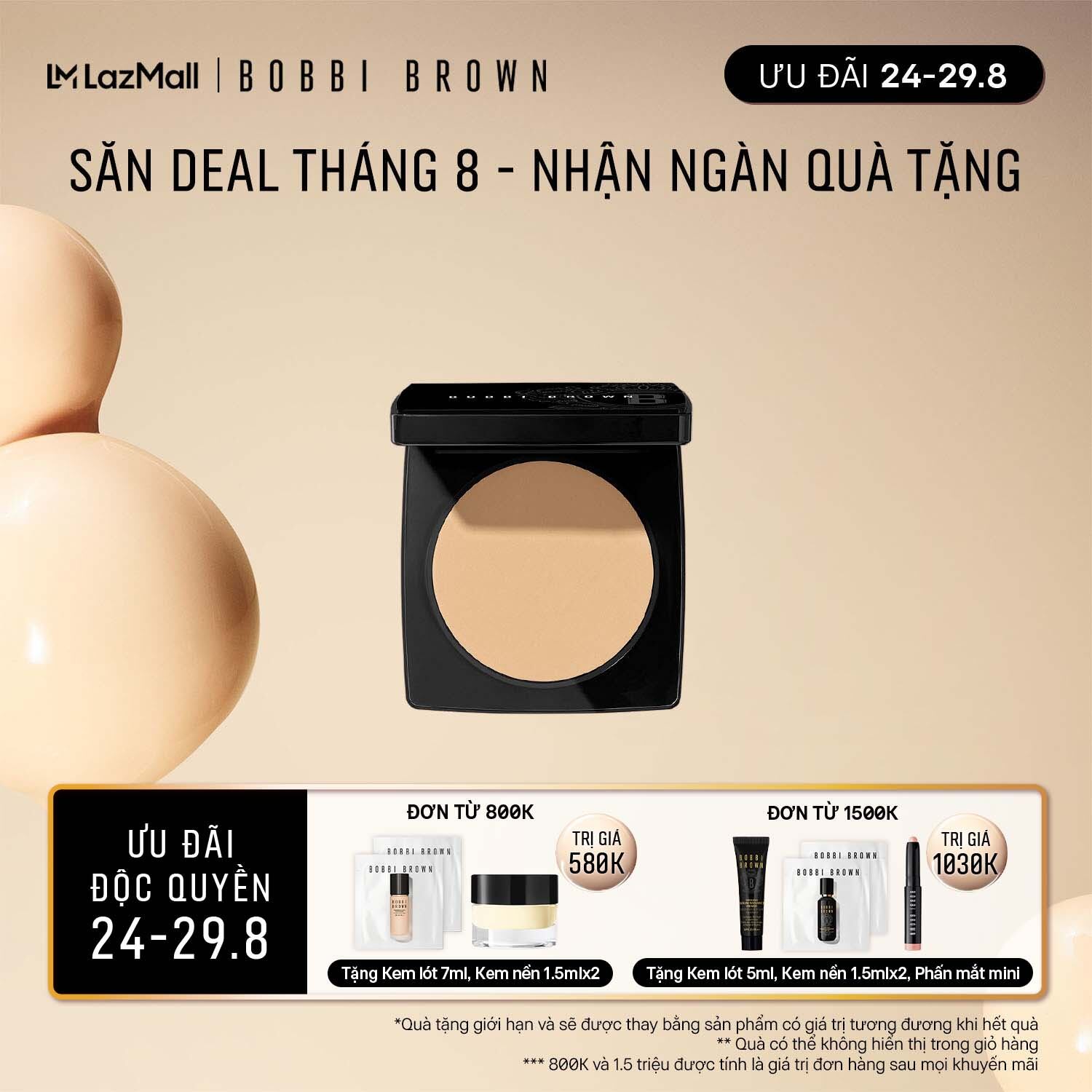 [ƯU ĐÃI 24-29.8] Phấn Nén Bobbi Brown Sheer Finish Pressed Powder – 11g /Phấn mỏng nhẹ, kiểm soát nhờn bóng, hoàn hảo cho da dầu