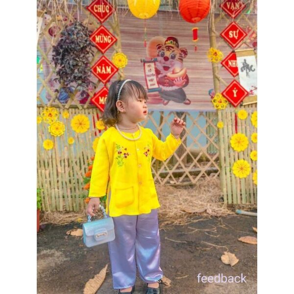 Bộ bà va tay dài truyền thống bé gái size 7ky - 23ky