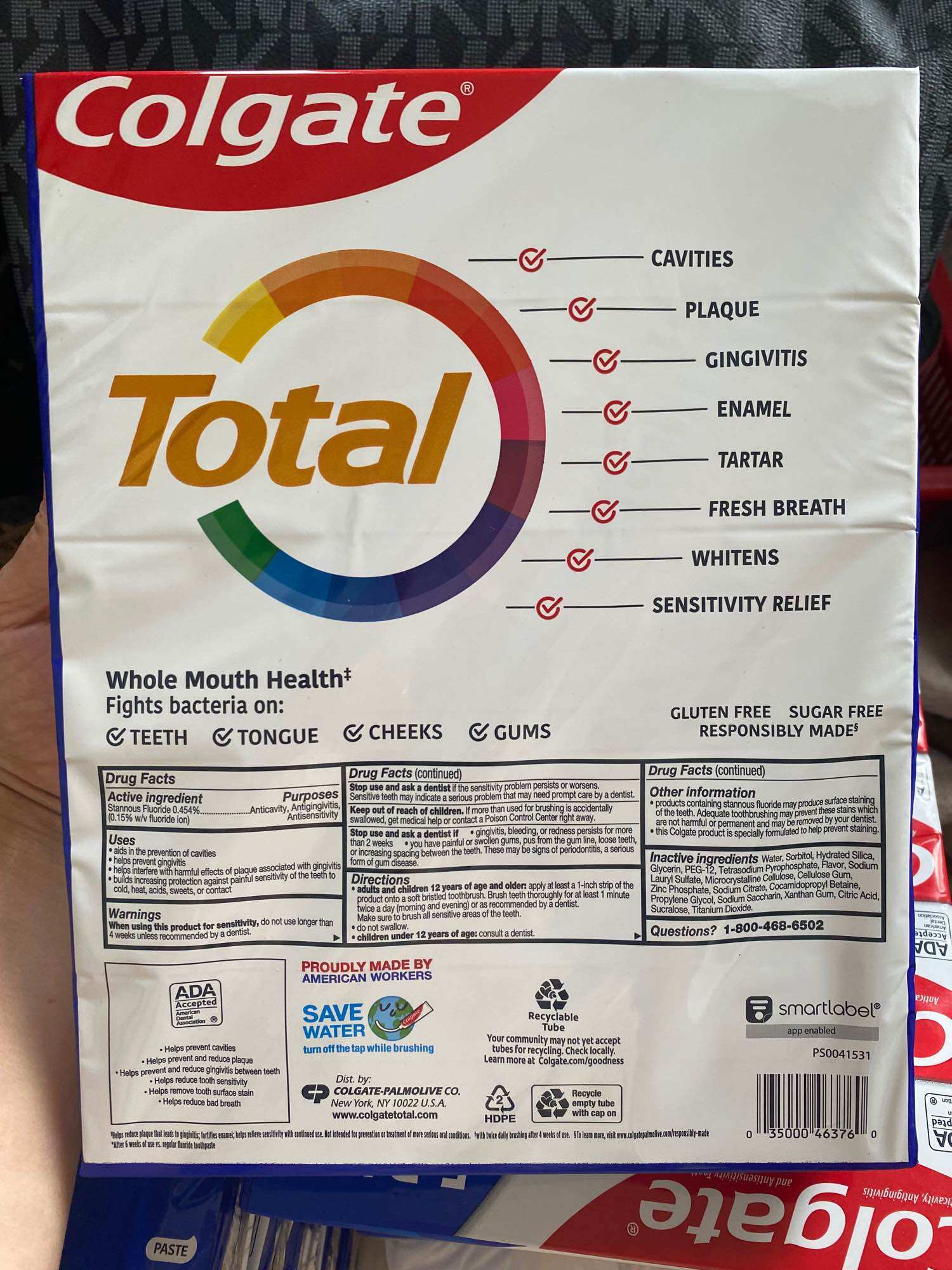 Combo 2 cây kem đánh răng Mỹ Colgate total advanced whitening 181g