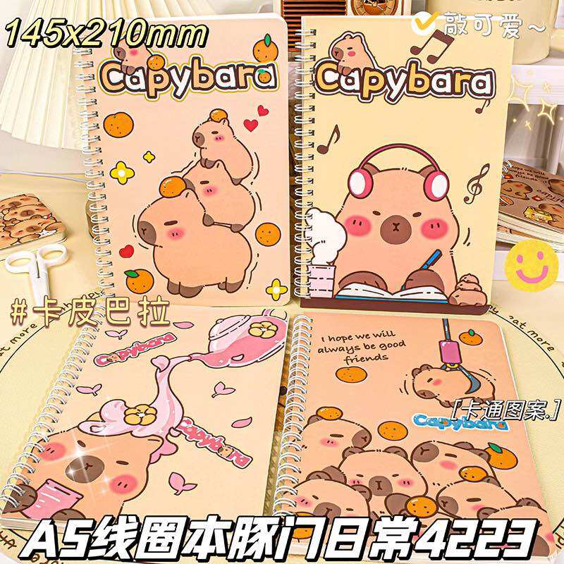 1 sổ lò xo capybara khổ a5 dùng làm sổ tay ghi chép , sổ ghi chú , nhật ký dễ thương