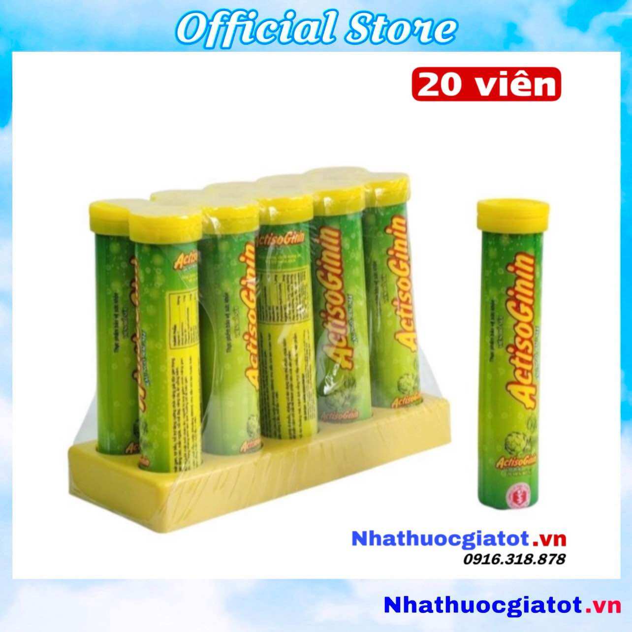 Tuýp 20 viên sủi actiso đại uy hỗ trợ mát gan giải độc, lợi mật