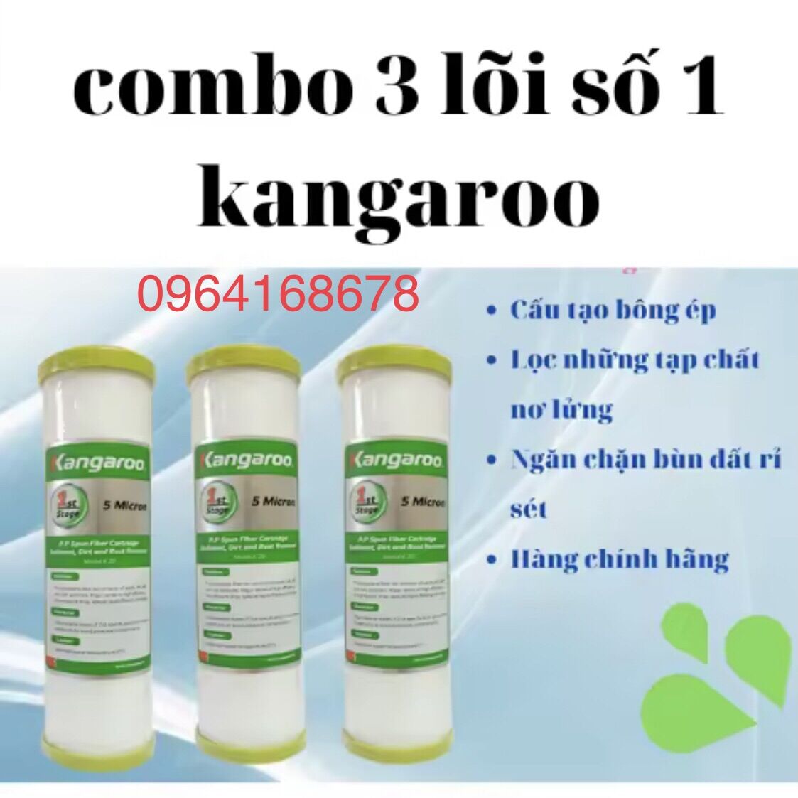 Lõi lọc nước Kangaroo - Combo 3 lõi lọc số 1 Kangaroo