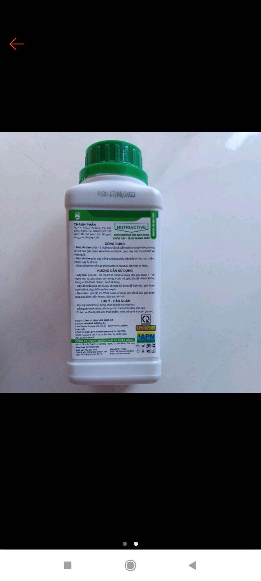 Nutriactive dinh dưỡng Tây Ban Nha cho cây khoẻ