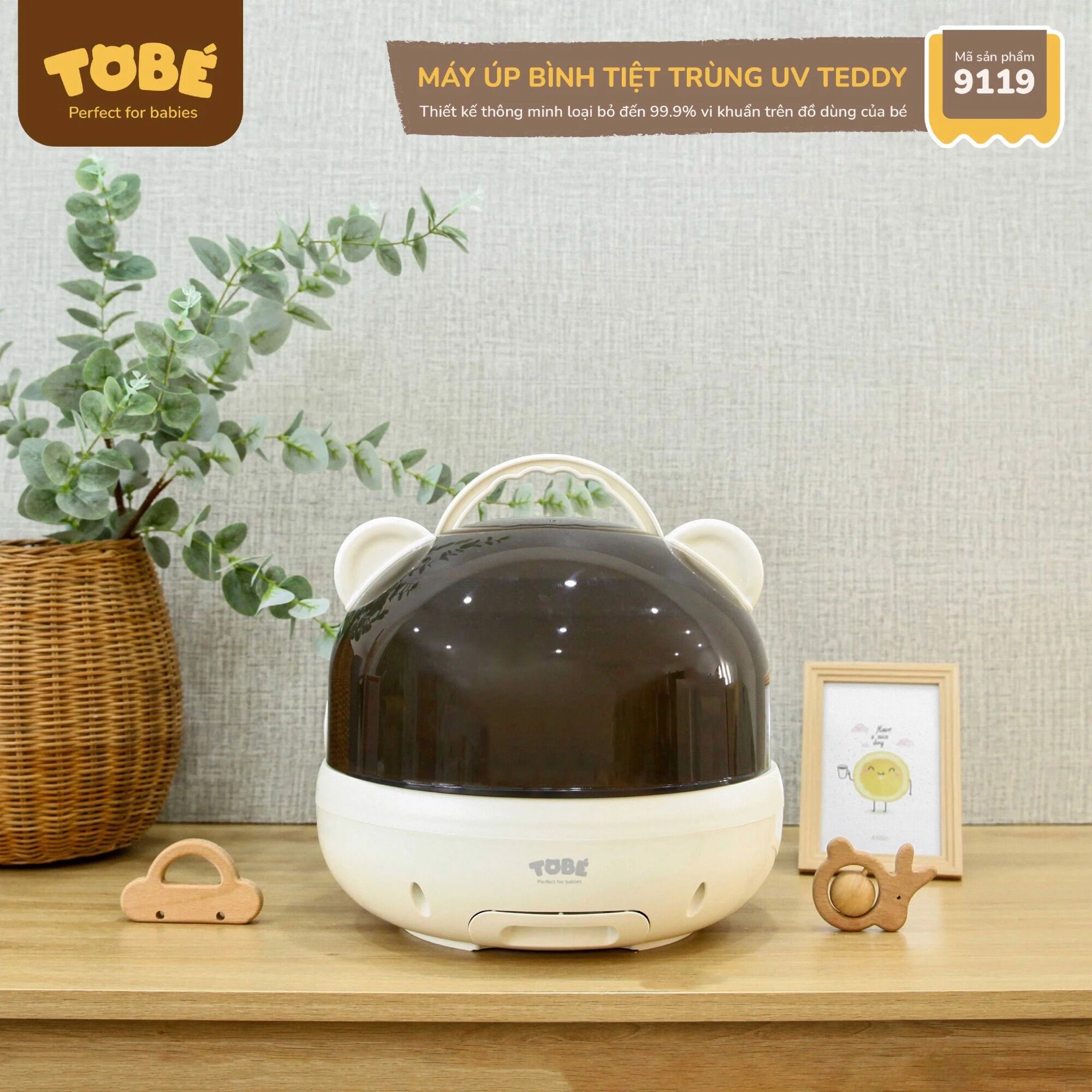 Máy úp bình sấy khô tiệt trùng UV hình gấu TOBÉ TOBE (BH 12 tháng)