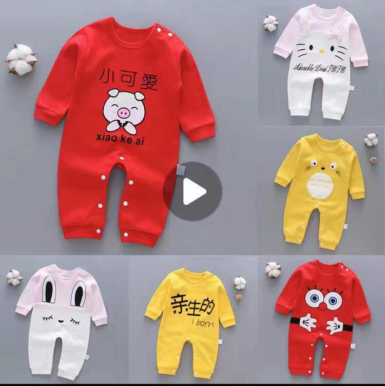 2 đầu 3 trang phục mùa thu cho bé yêu mùa xuân thu bộ đồ liền thân quần áo cho bé sơ sinh đầy tháng áo liền quần áo mùa đông bộ đồ bò nam nữ 6 tháng 1