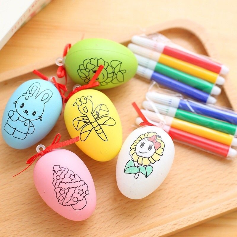 Set trứng tô màu kèm 4 màu ngẫu nhiên cho bé thỏa sức sáng tạo
