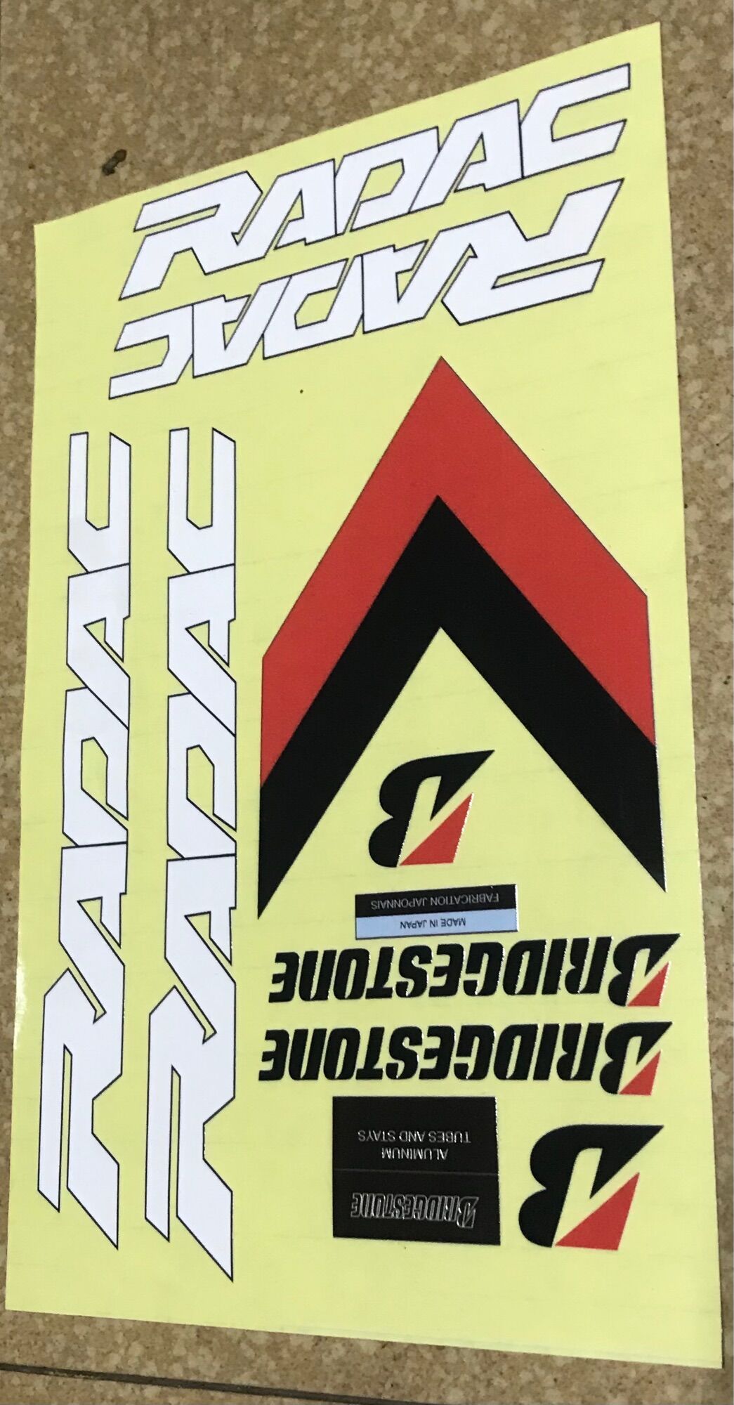 Decal tem xe đạp Bridgestone Radac