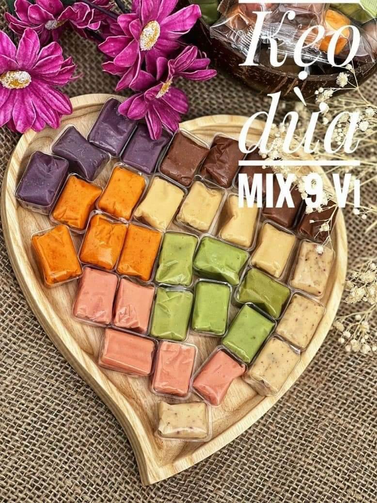 Kẹo dừa dẻo mix 9 vị Hồng Vân 500g