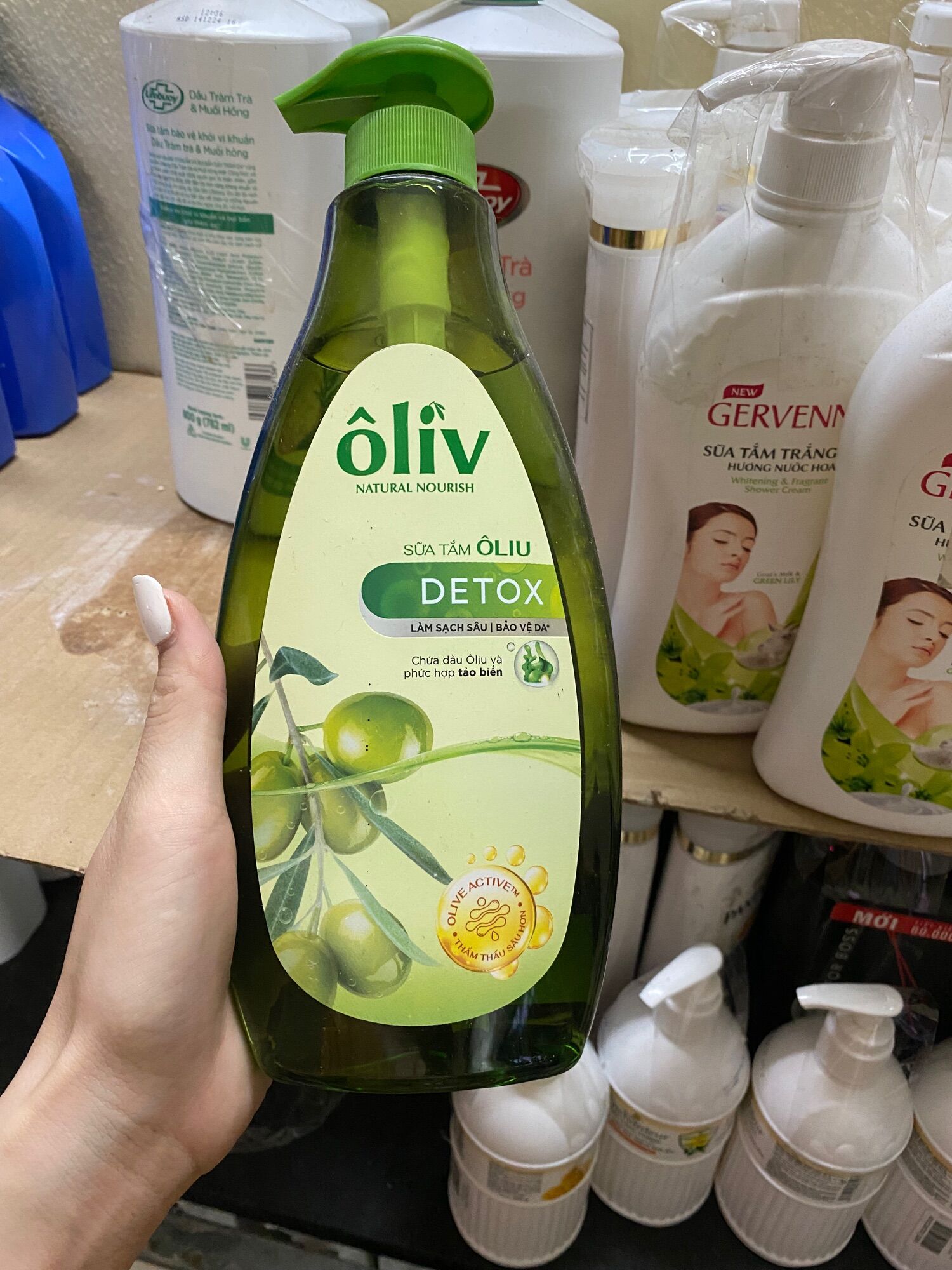 Sữa tắm oliv dưỡng ẩm sáng da detox 650ml-250ml