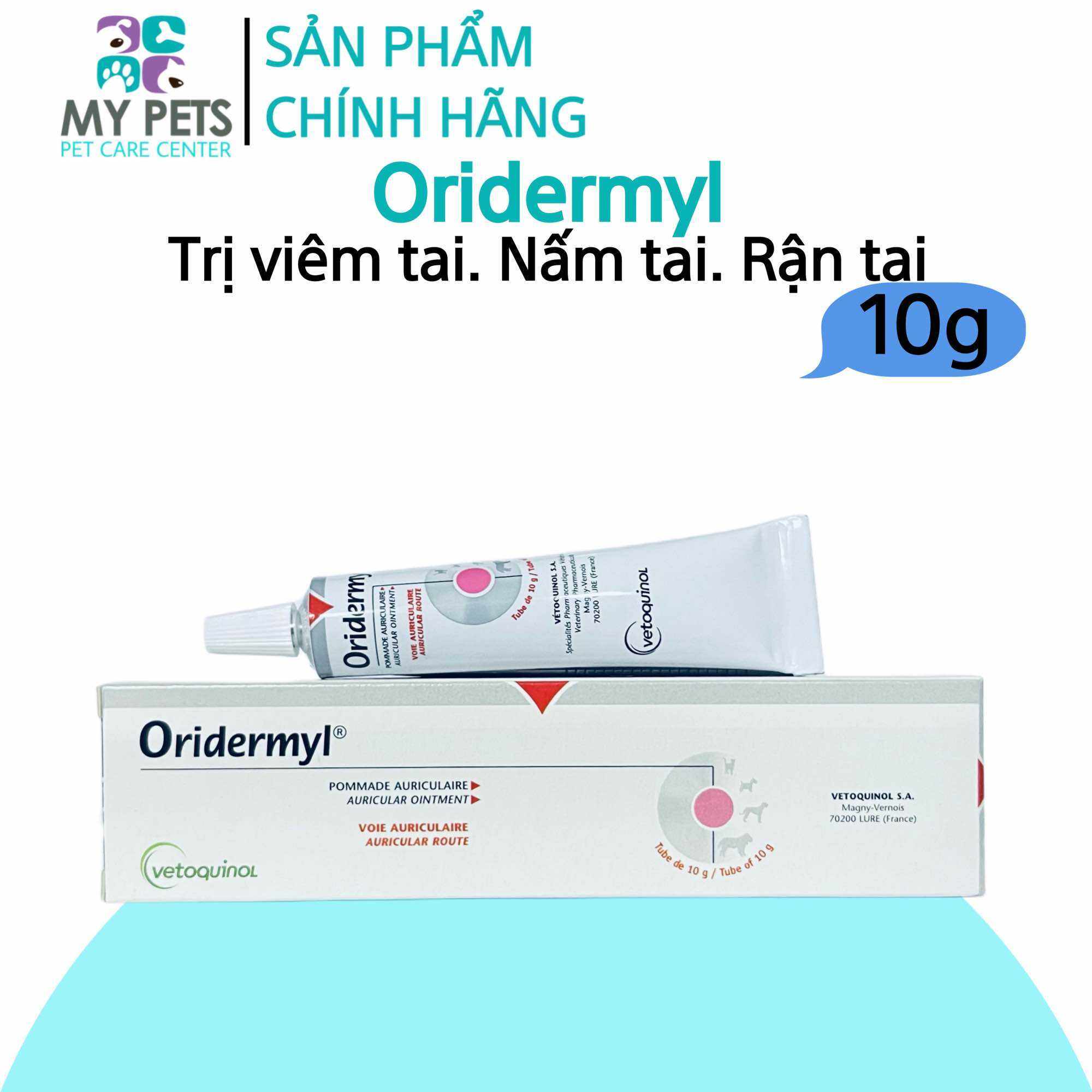 Oridermyl Thuốc bôi trị viêm, nấm tai cho chó mèo - Tuýp 10g [PET UNIVERSE]