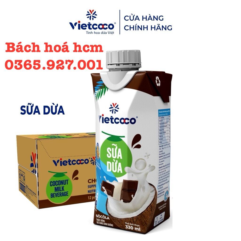 Sữa dừa socola vietcoco, Cam kết date mới nhất (330ml hộp giấy)