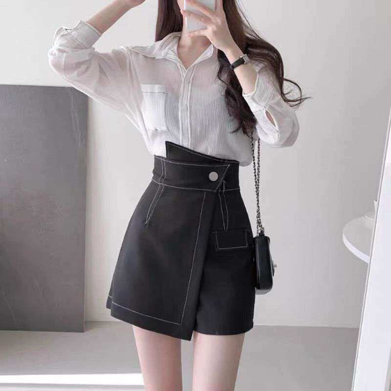 Chân váy giả quần cạp chéo viền chỉ nổi vv1