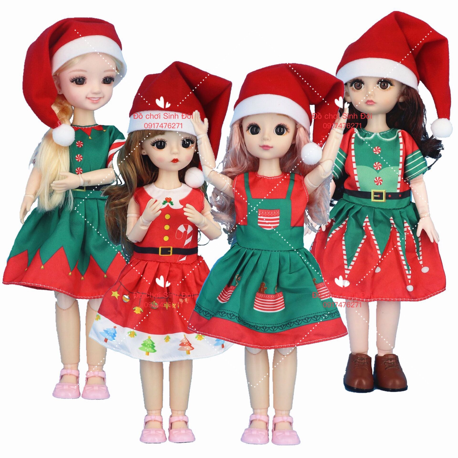 Búp bê 30cm mặc áo Noel và nón