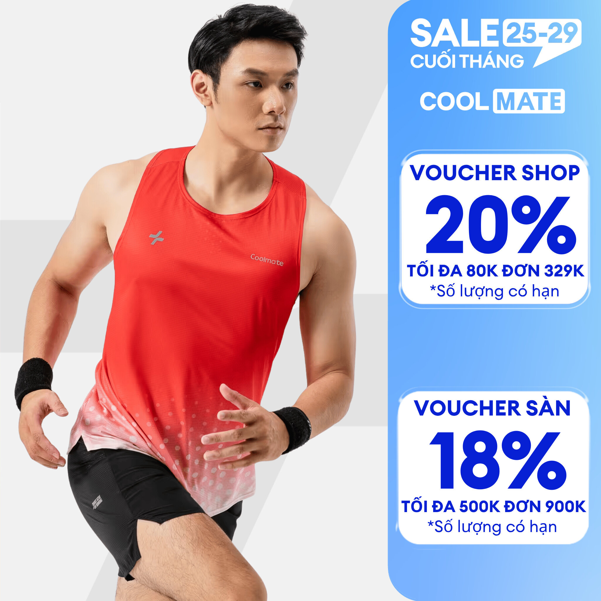 [GIÁ TỐT]Áo ba lỗ, Singlet Nam thể thao Chạy Bộ Thoáng Khí Graphic Dot siêu nhẹ, thoáng khí, thấm hút Coolmate