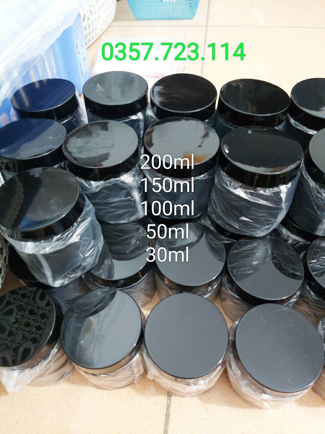 Hũ nhựa đen 30ml,50ml,100ml,150ml,200ml