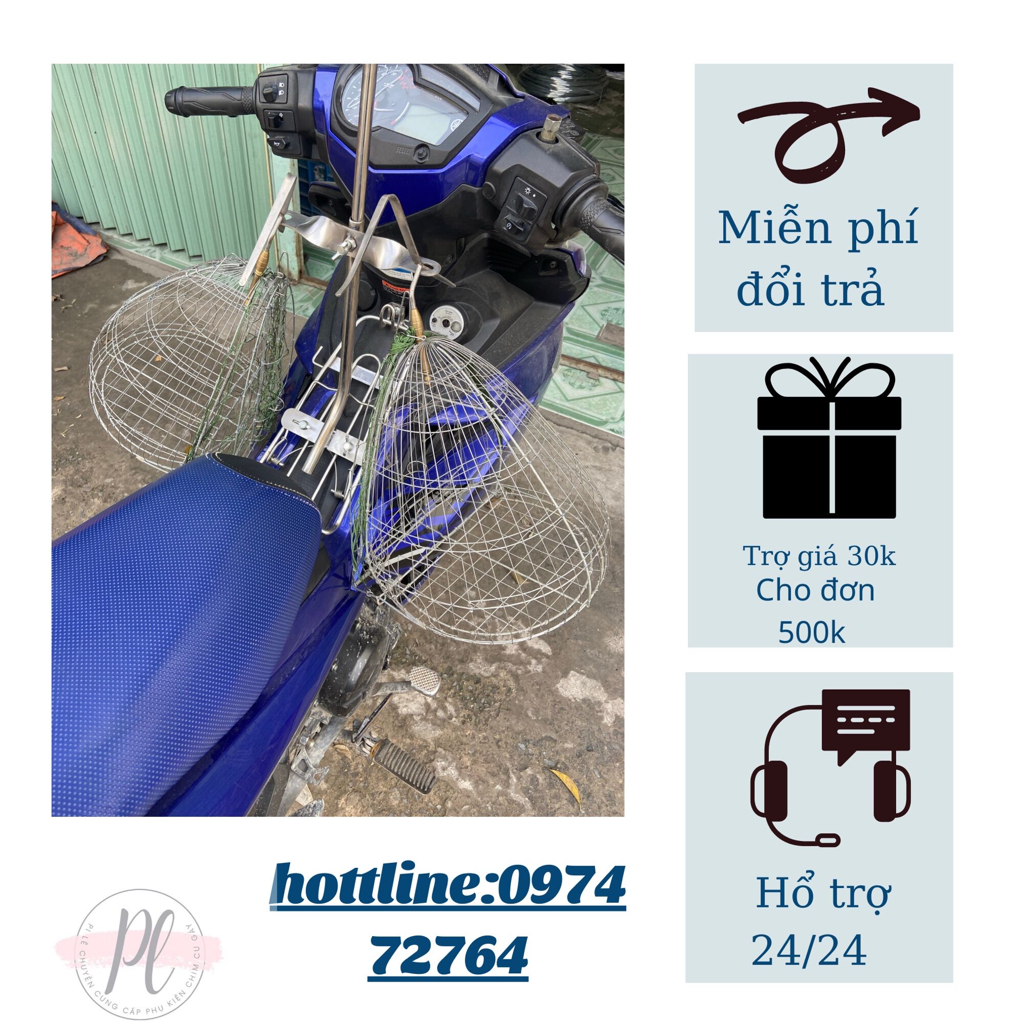 Baga treo lồng chim Pile gắn đc tất cả xe số