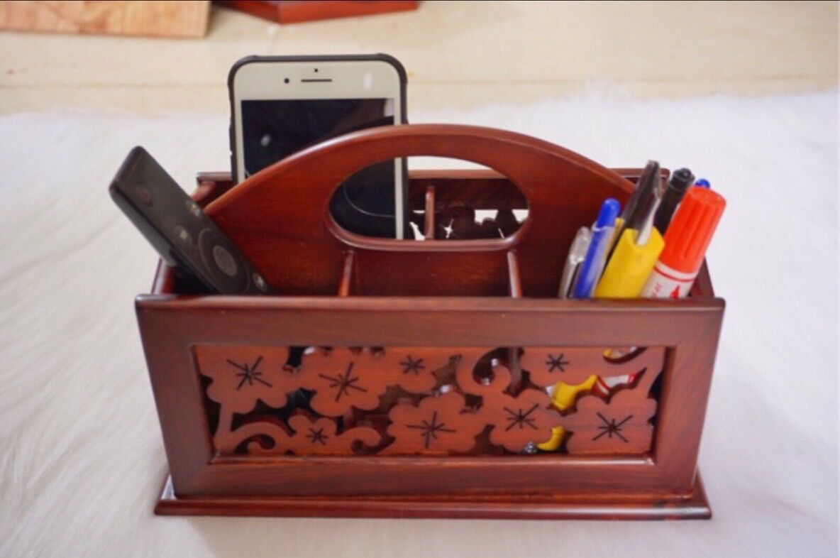 Hộp đựng đồ đa năng, khay đựng bút bằng gỗ hương