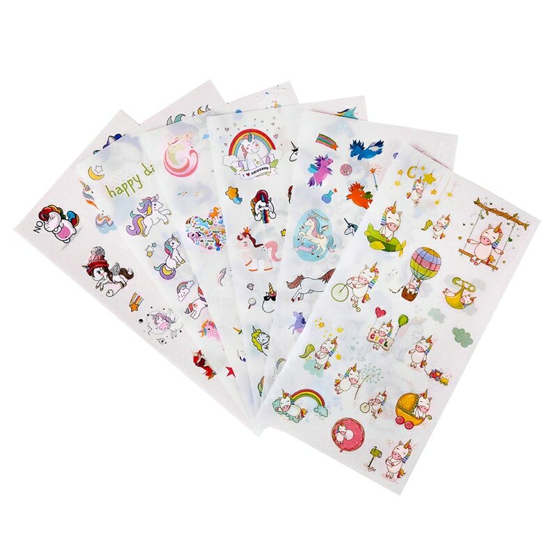 1 set (gồm 6 miếng) stickers hình Unicorn siêu yêu