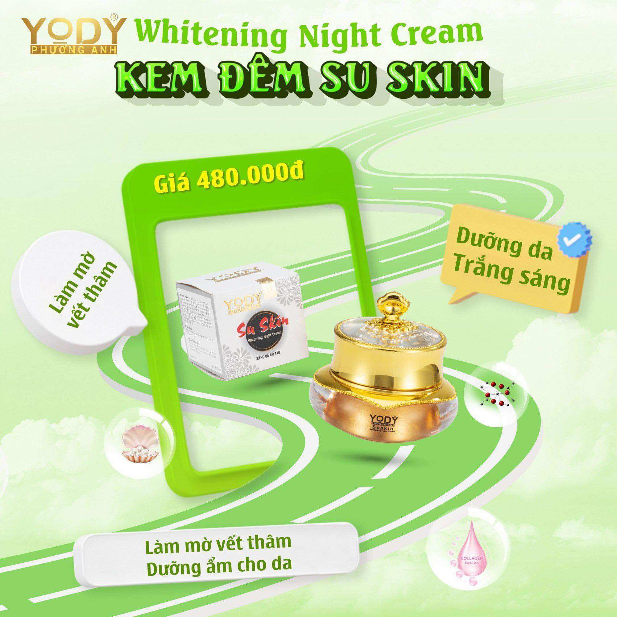 Combo ( kem ngày 3x- serum phục hồi- kem đêm su skin ) phục hồi dưỡng trắng da -Yody Phương Anh