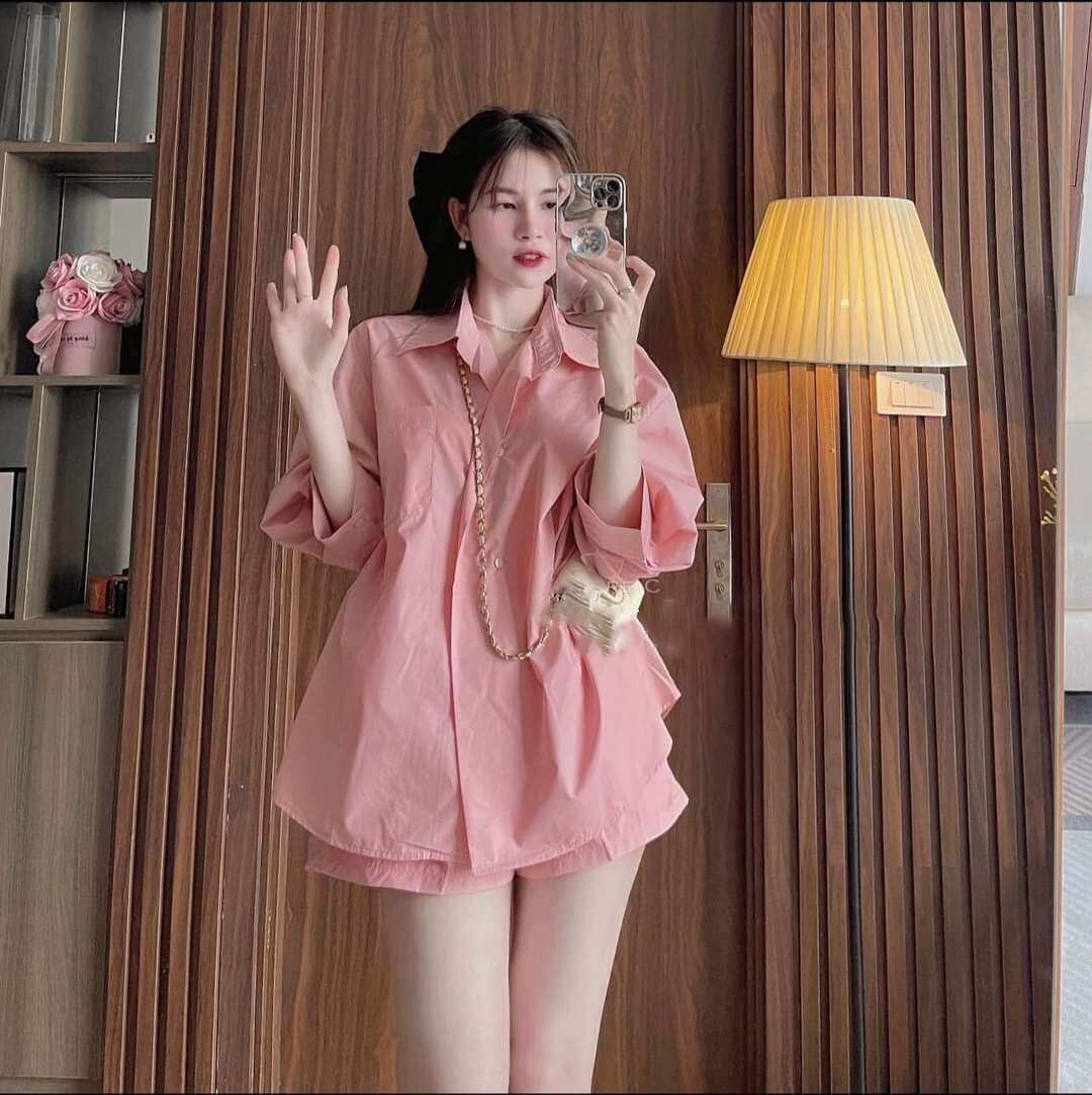 Sét bộ sơ mi hồng patel xinh xắn TL220