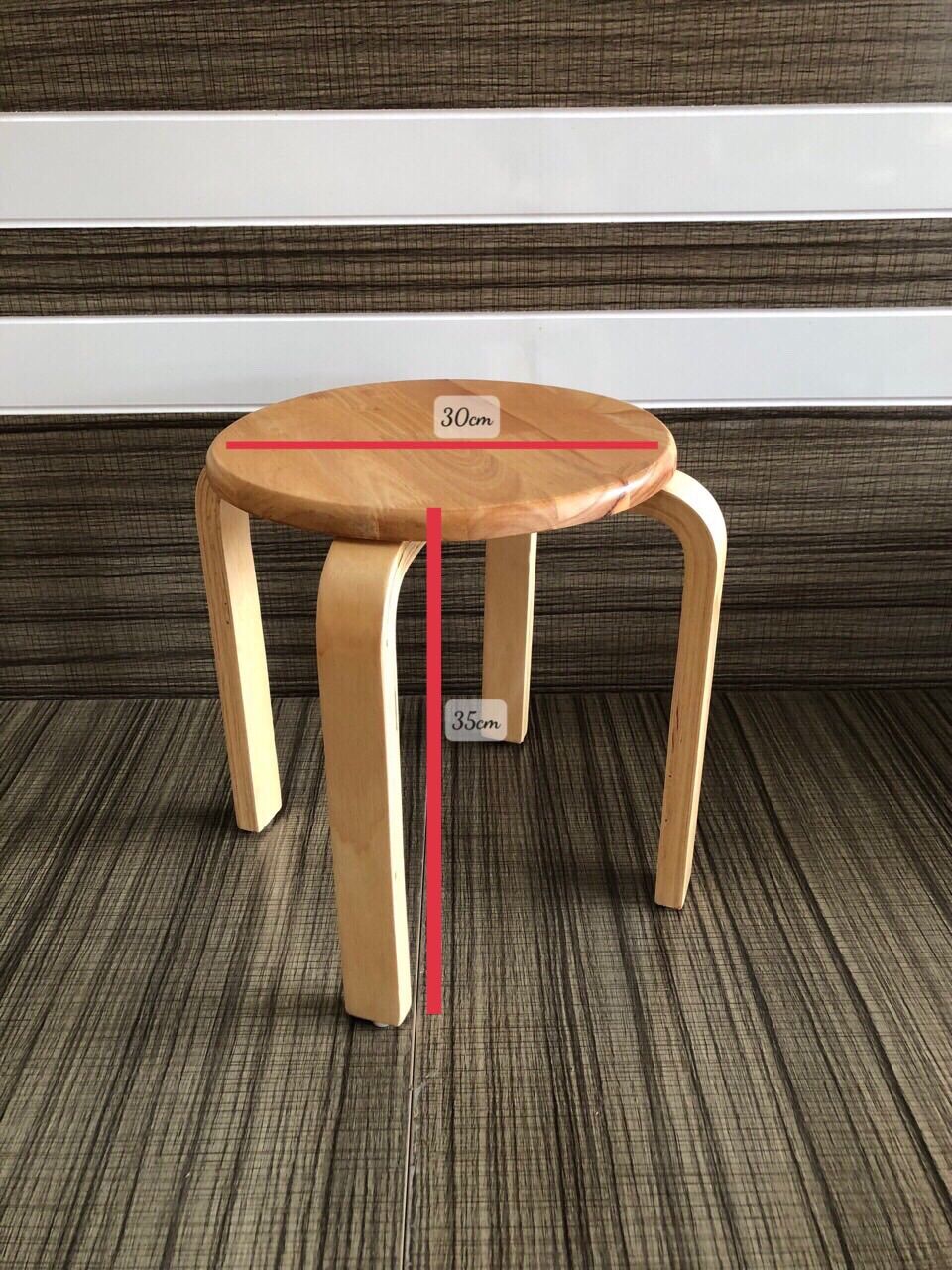 Ghế Gỗ Cao Su Chân Kiềng Cao 45cm & 35cm