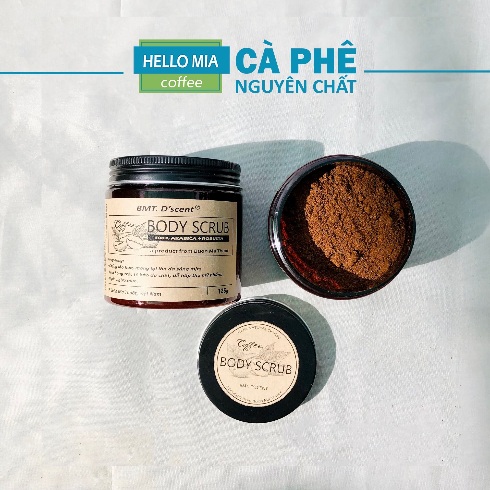 Cà phê tắm tẩy tế bào chết 100% nguyên chất - hủ 125g giá rẻ