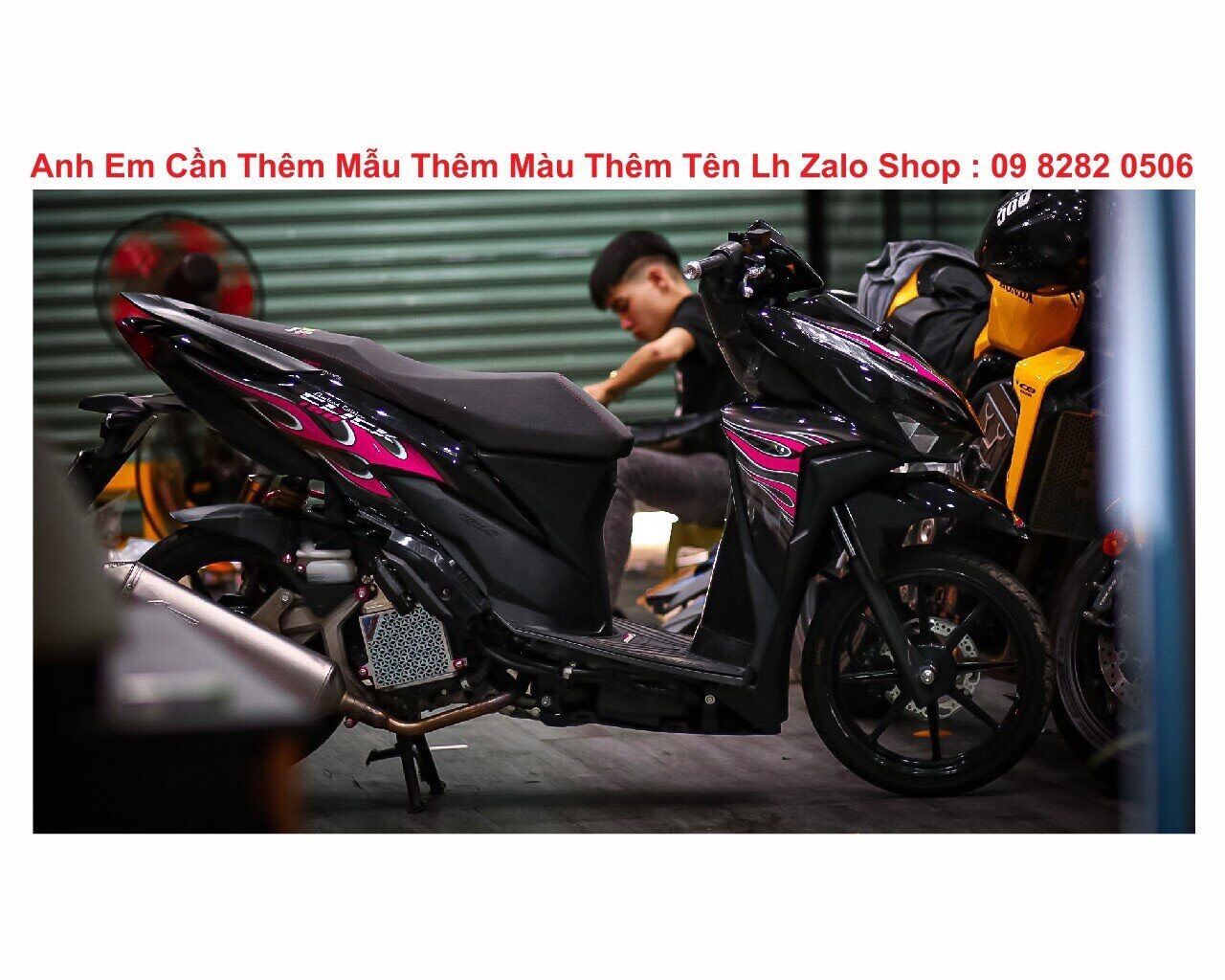Tem lửa vario hồng đen tem chế