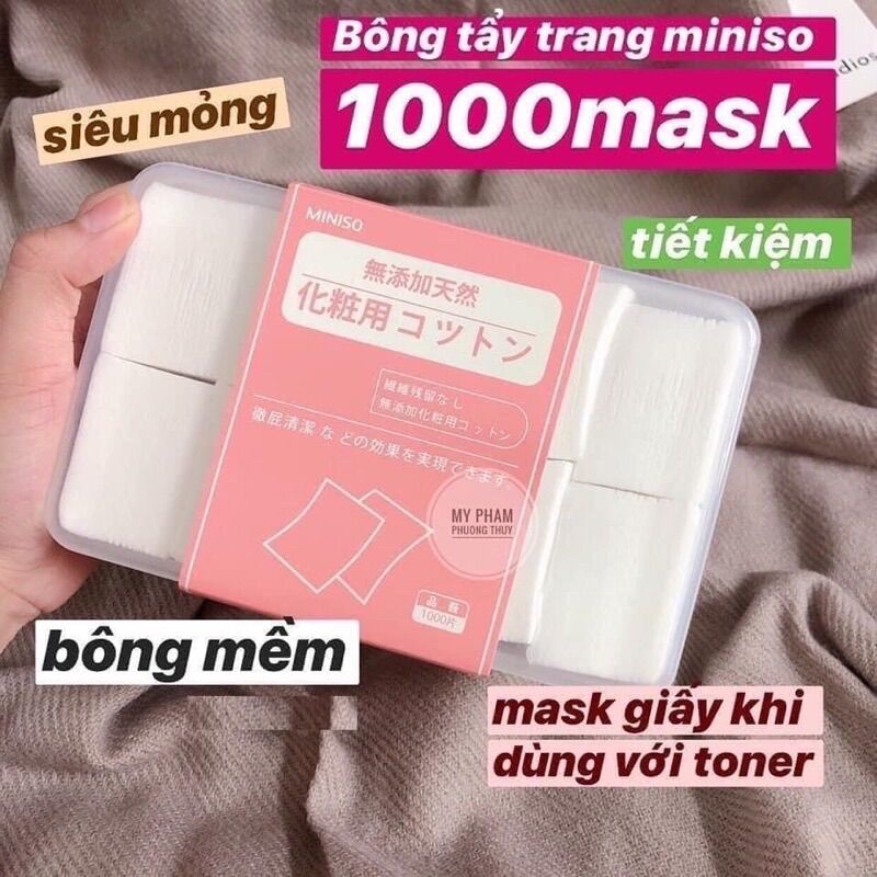 Bông tẩy trang các loại: cotton miniso 1000 miếng; sheep cotton 234 miếng;