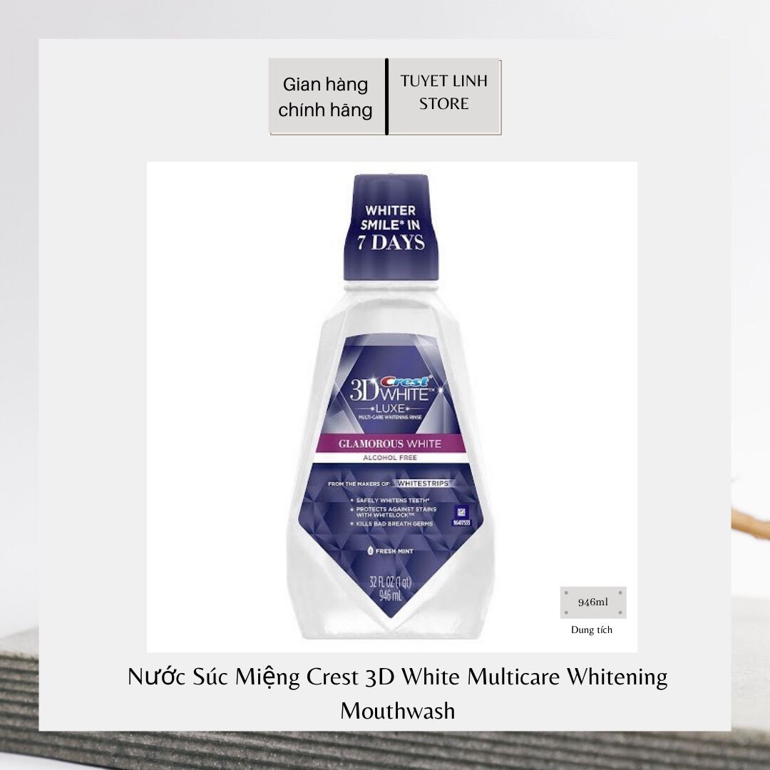 Nước Súc Miệng Crest Làm Trắng Sáng Tẩy Sạch Mảng Bám